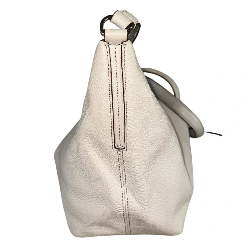 Kate Spade New York Hobo Bag Beige Pebbled Leather Crossbody